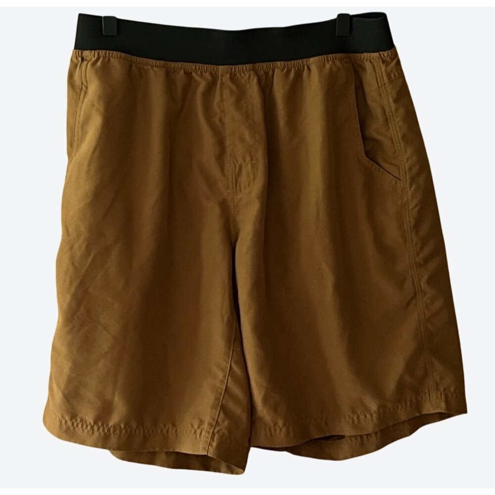 Prana Men's Large Brown Black Mojo Active Yoga Shorts 30" x 9"